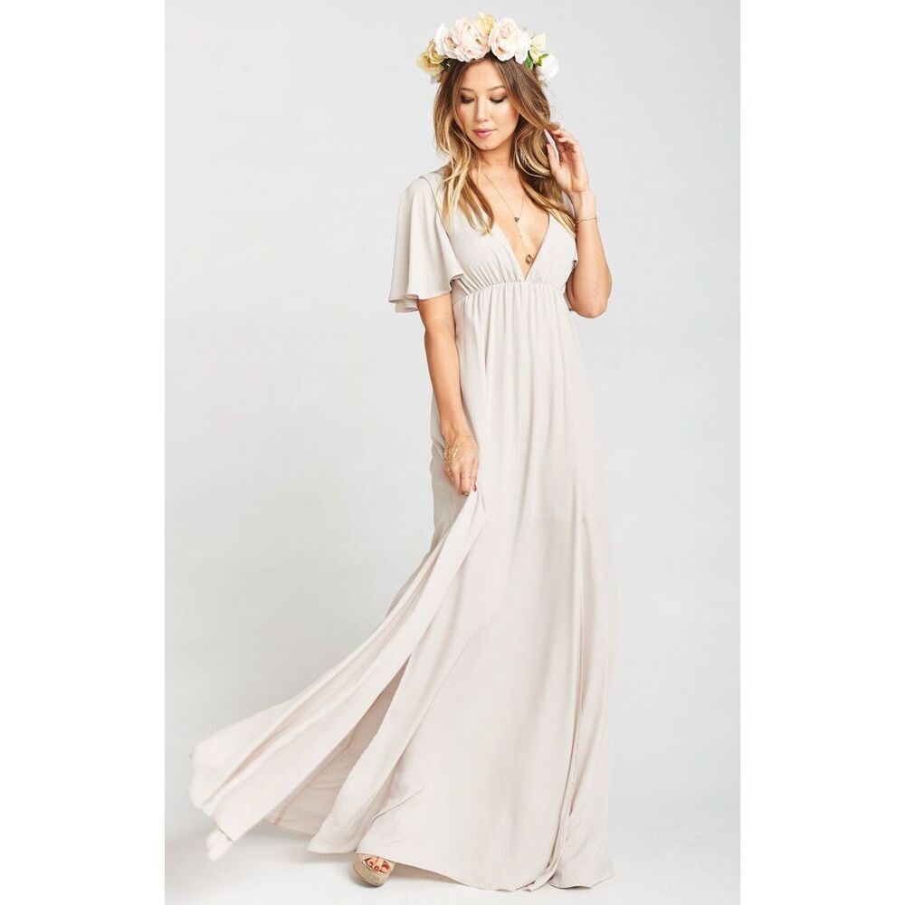 NWT Show Me Your Mumu Faye Flutter Maxi Dress Show Me The Ring Crisp S - Picture 1 of 3